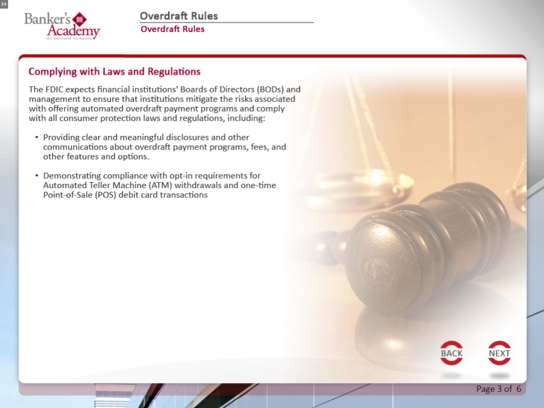 Overdraft Rules eBSI Export Academy