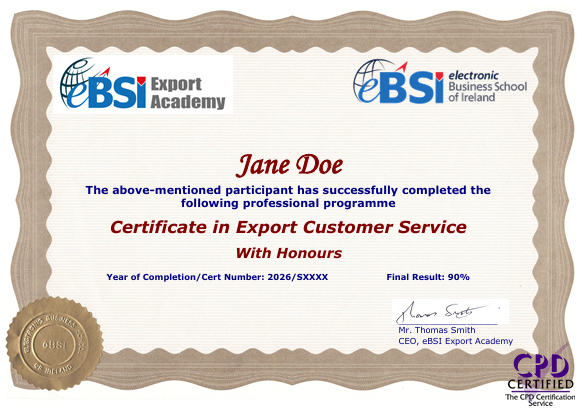 Certificate in Export Customer Service