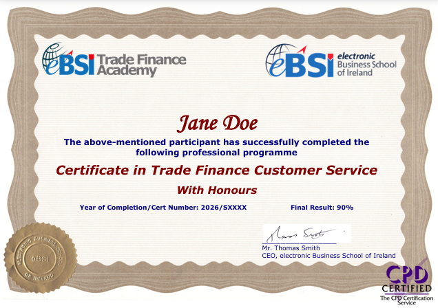 Certificate in Trade Finance Customer Service ITFA Special Offer