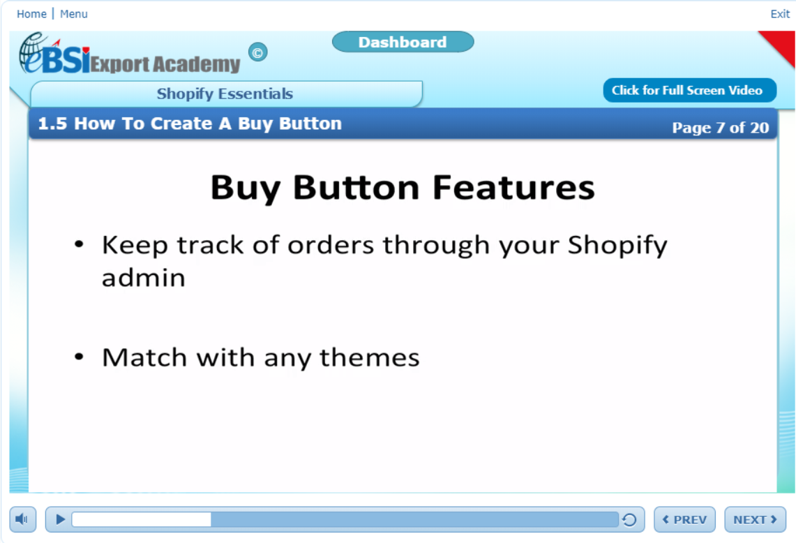 Shopify Essentials - eBSI Export Academy