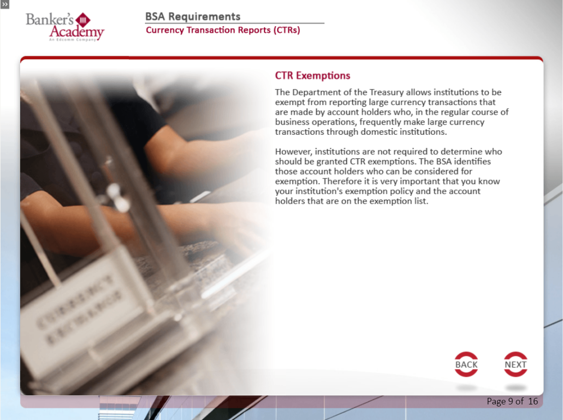BSA Requirements for Tellers - eBSI Export Academy