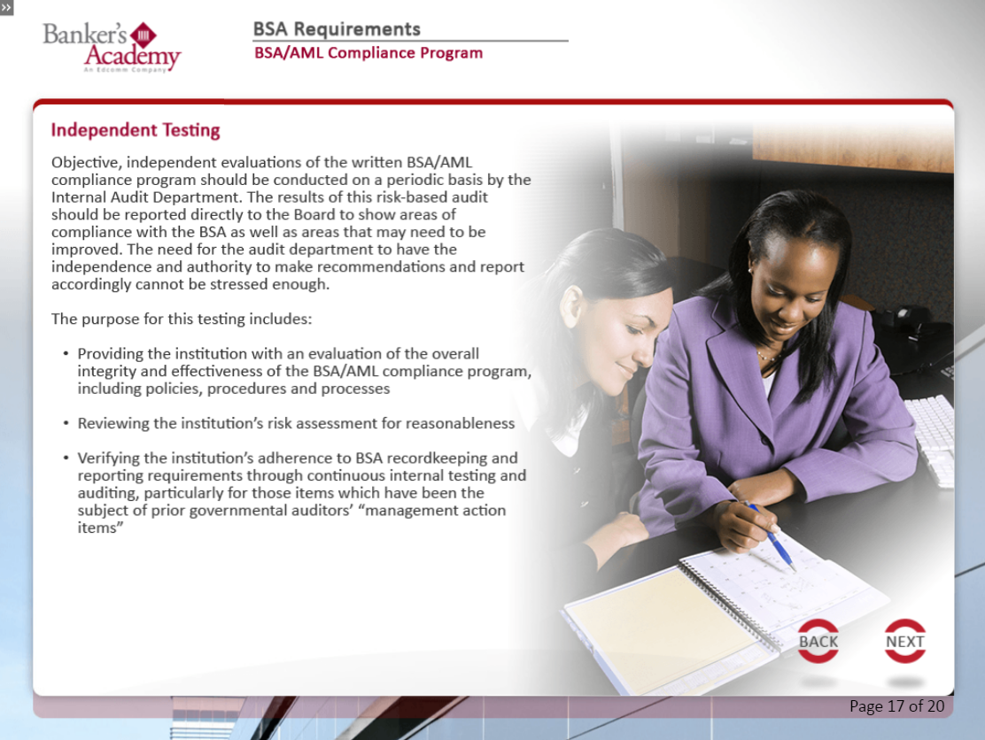 BSA Requirements for Universal Bankers - eBSI Export Academy