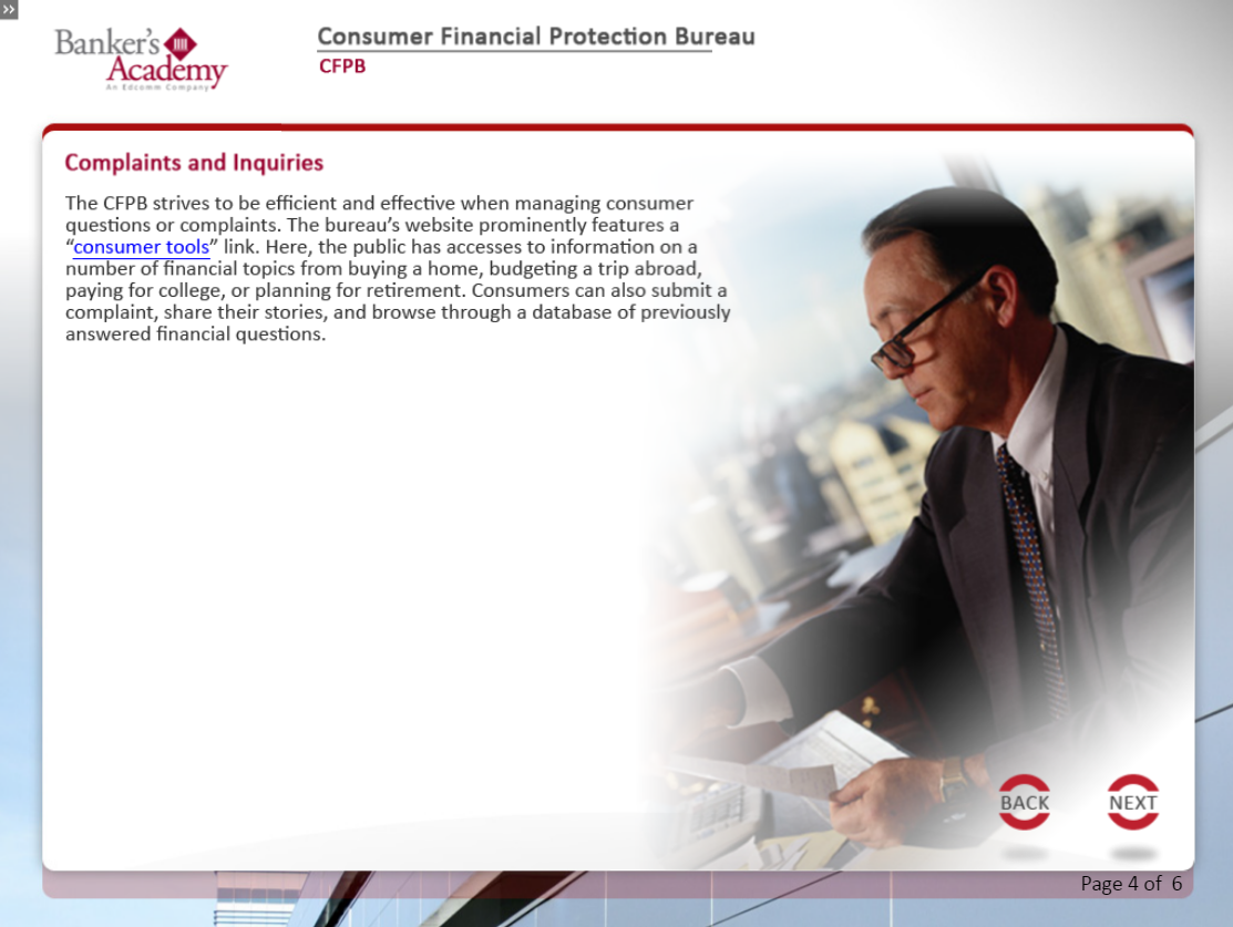 Consumer Financial Protection Bureau - eBSI Export Academy
