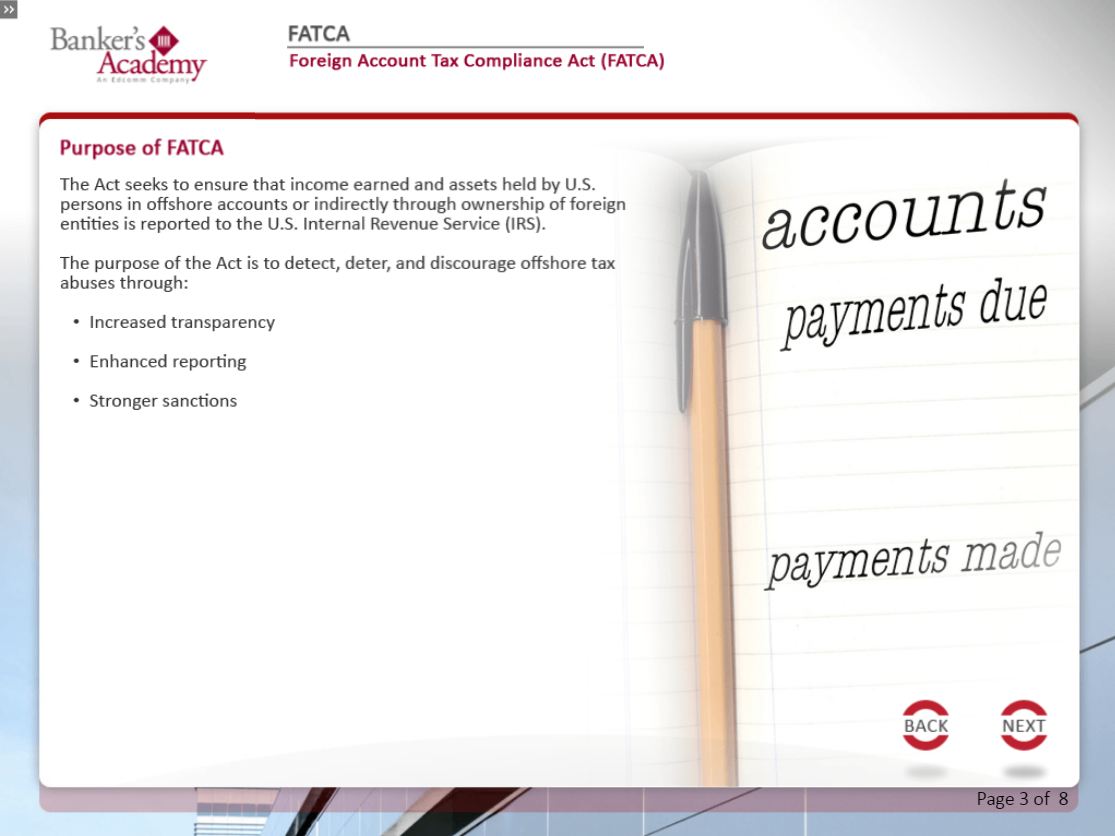 Foreign Account Tax Compliance Act - FATCA - eBSI Export Academy