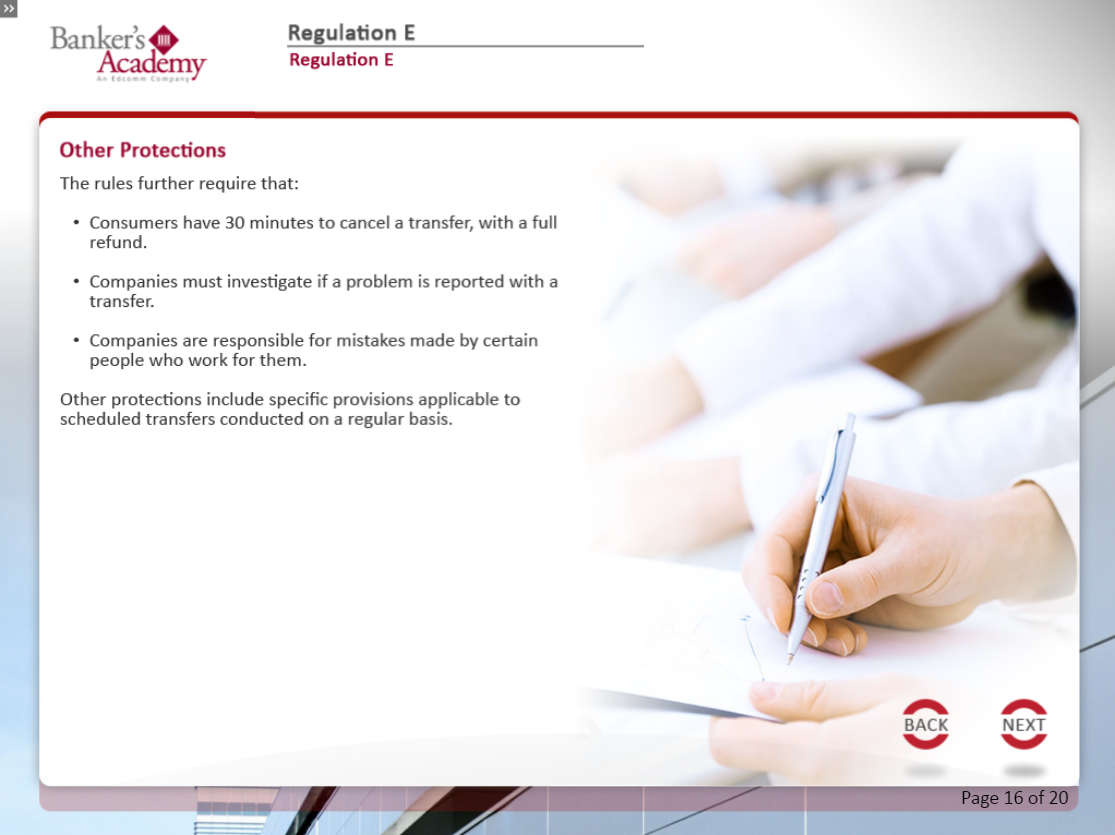 Regulation E: Electronic Funds Transfers - eBSI Export Academy
