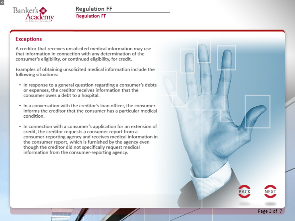 Regulation FF: Obtaining and Using Medical Information in Connection with Credit - eBSI Export Academy