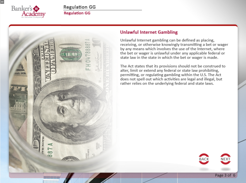 Regulation GG: Prohibition on Funding of Unlawful Internet Gambling - eBSI Export Academy