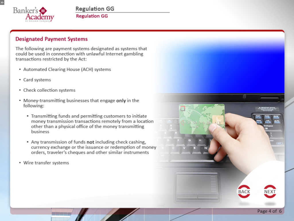 Regulation GG: Prohibition on Funding of Unlawful Internet Gambling - eBSI Export Academy