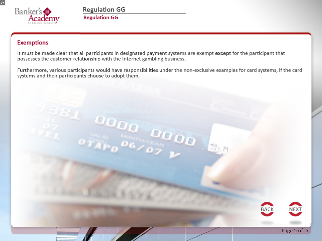 Regulation GG: Prohibition on Funding of Unlawful Internet Gambling - eBSI Export Academy