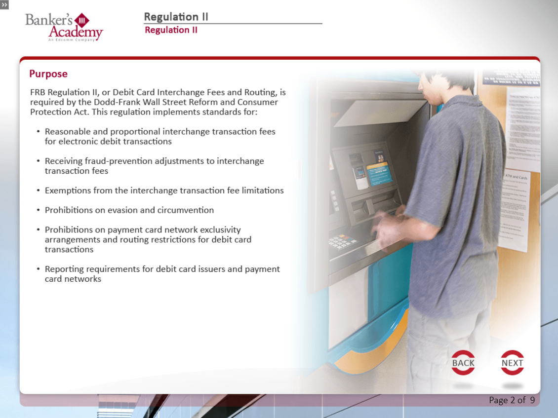 Regulation II: Debit Card, Interchange Fees and Routing - eBSI Export Academy