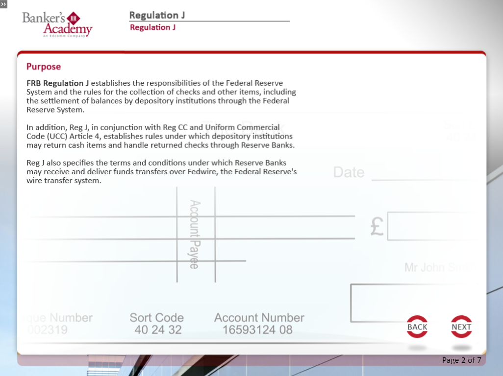 Regulation J: Check Collection by FRBs and Funds Transfers - eBSI Export Academy