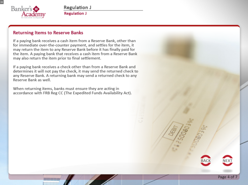 Regulation J: Check Collection by FRBs and Funds Transfers - eBSI Export Academy