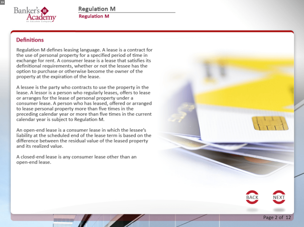 Regulation M: Consumer Leasing Act - eBSI Export Academy