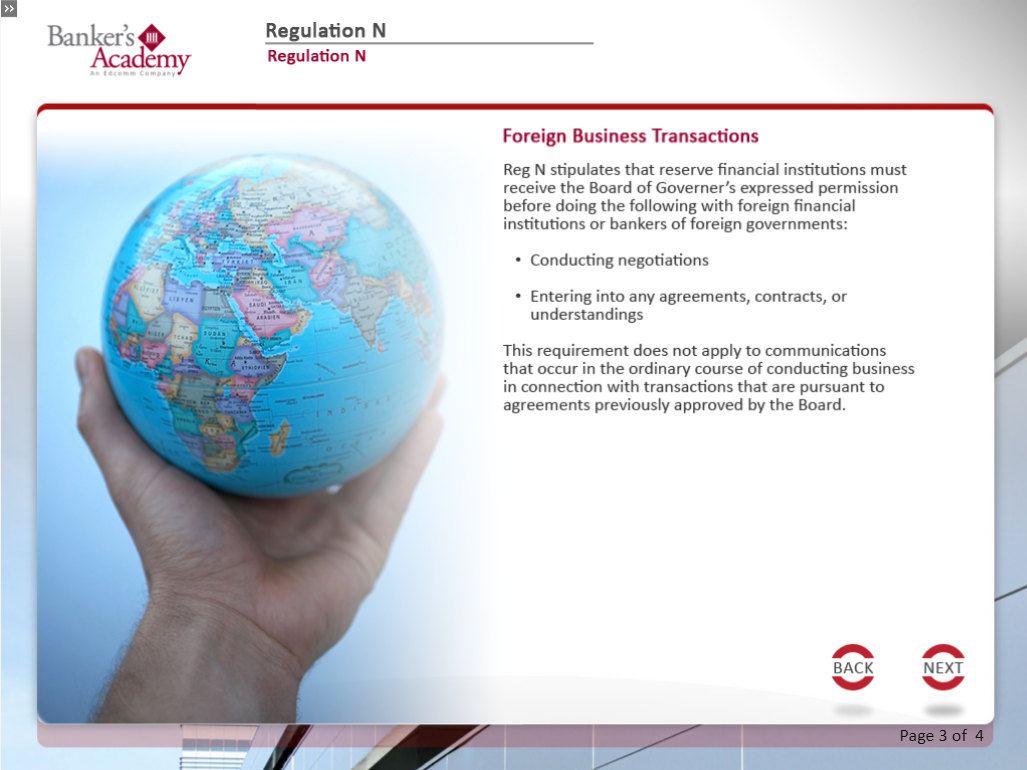 Regulation N: Relationships with Foreign Banks and Branches - eBSI Export Academy