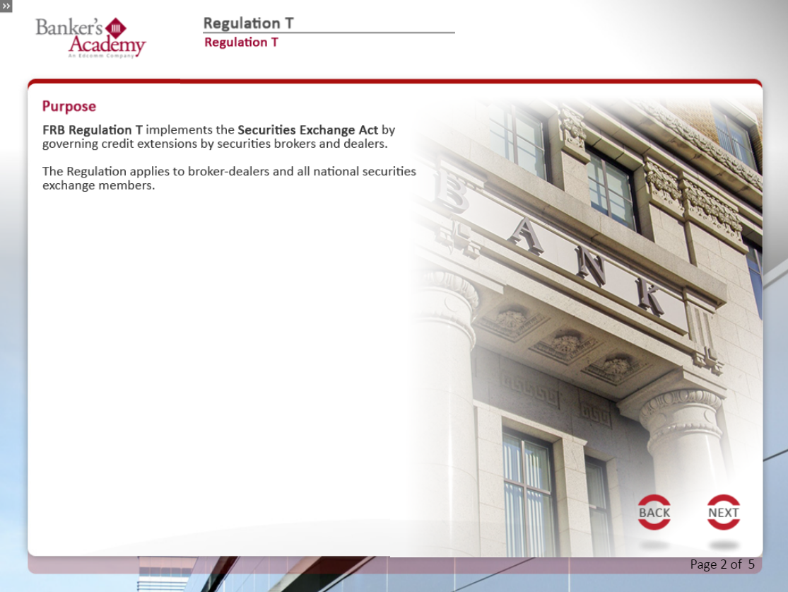 Regulation T: Credit by Brokers and Dealers - eBSI Export Academy