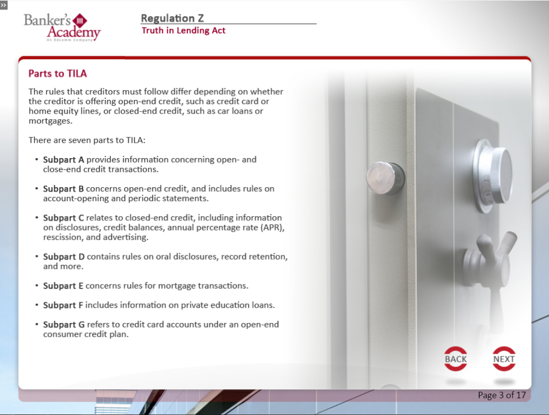 Regulation Z Truth in Lending TILA eBSI Export Academy
