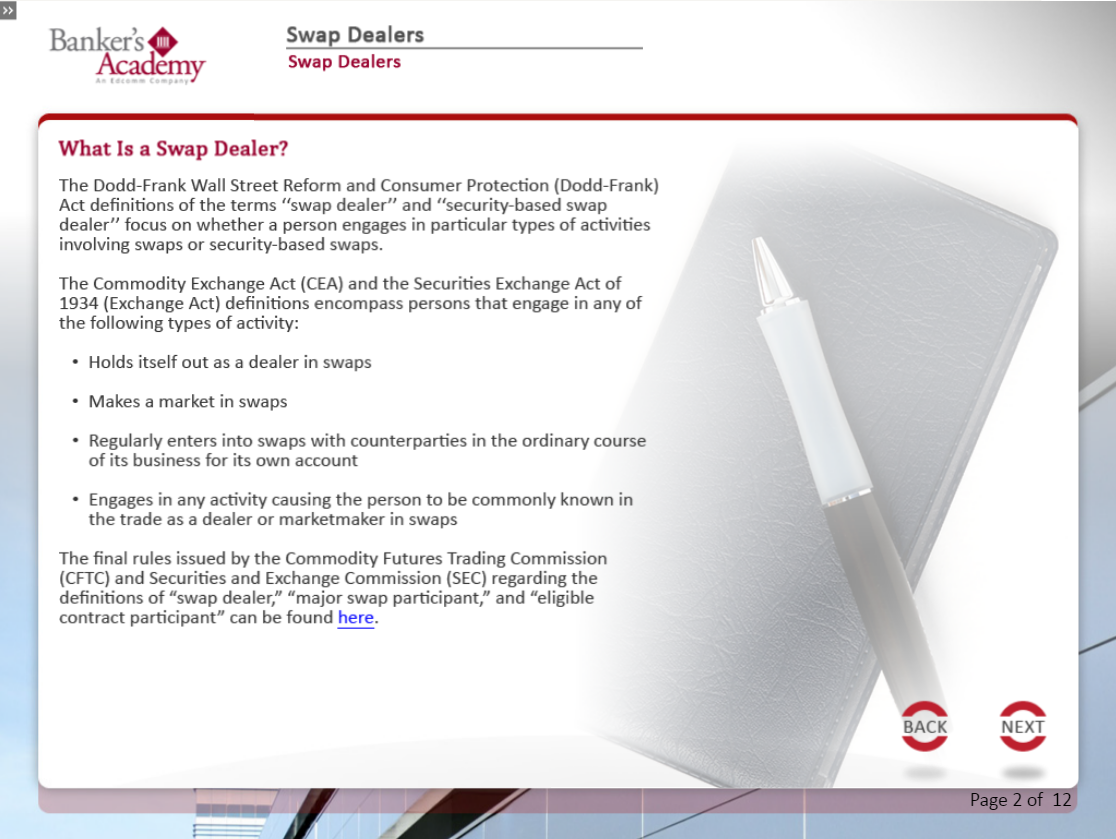 Swap Dealers - eBSI Export Academy