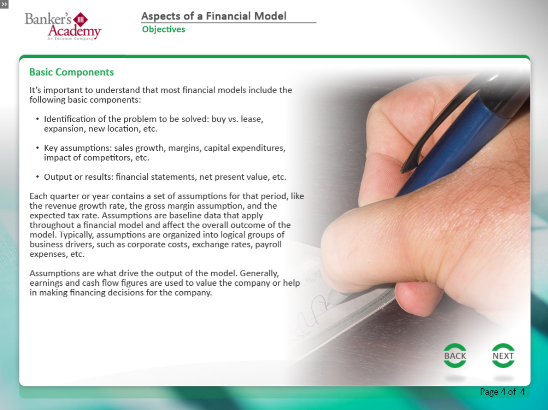 Aspects of a Financial Model - eBSI Export Academy