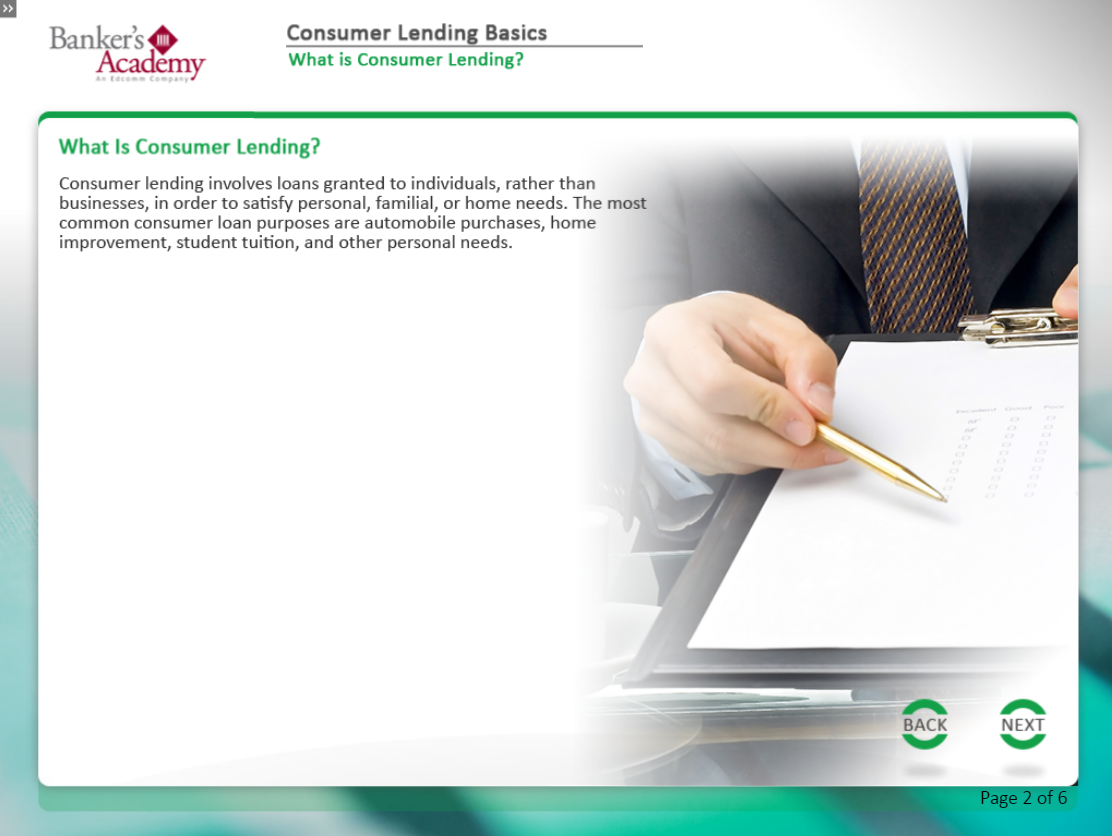 Consumer Lending Basics - eBSI Export Academy