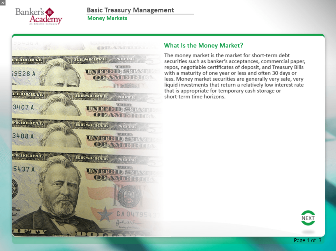 Overview of Treasury Products Part I - eBSI Export Academy