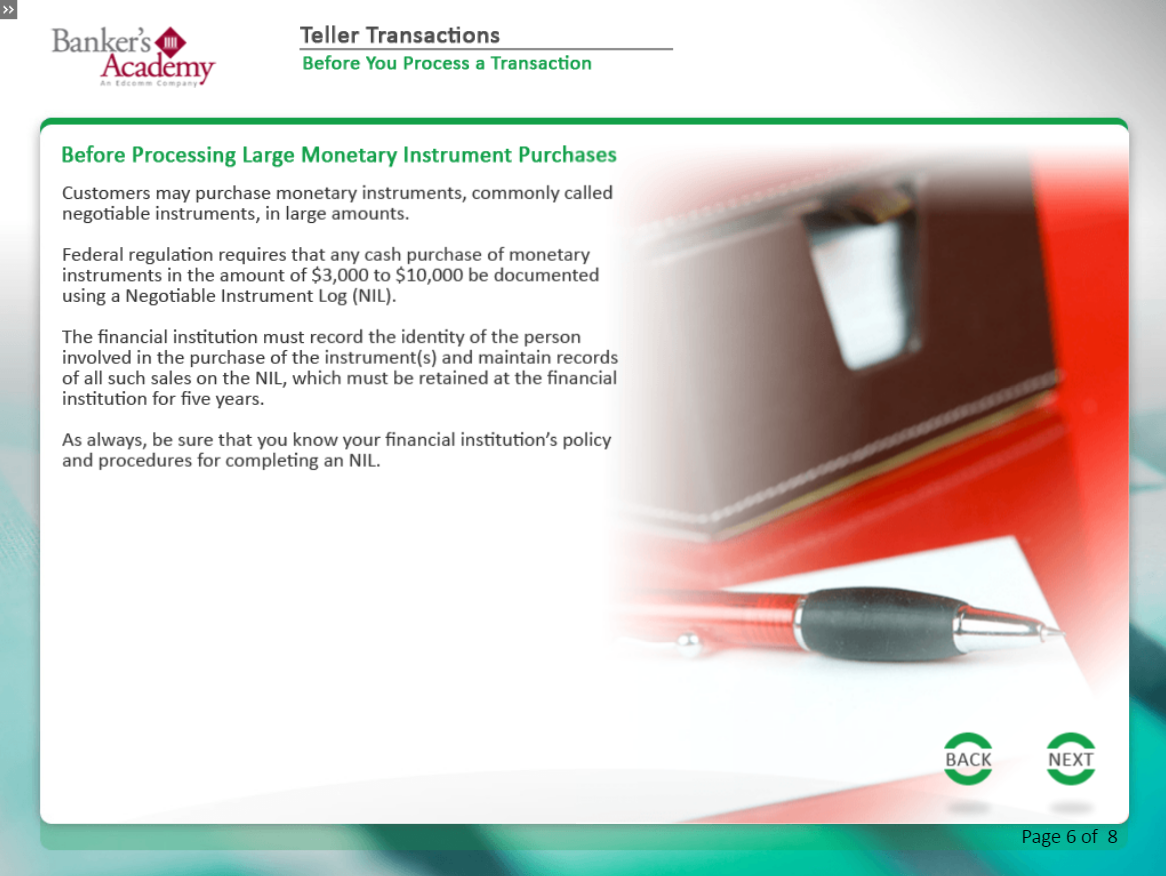 Teller Transactions - eBSI Export Academy