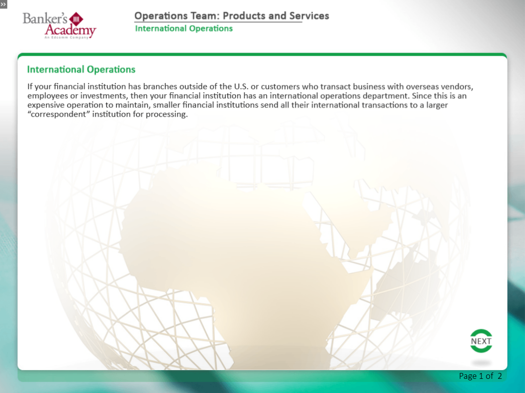 The Operations Team Products and Services - eBSI Export Academy
