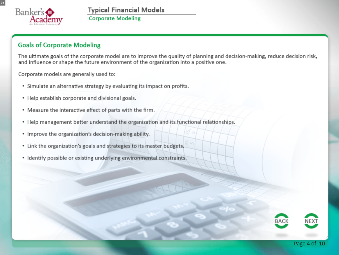 Typical Financial Models - eBSI Export Academy