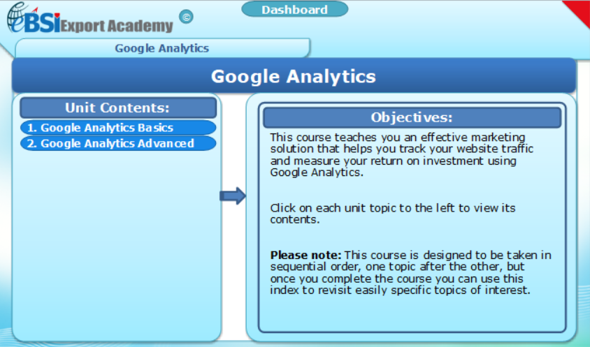 Google Analytics - eBSI Export Academy