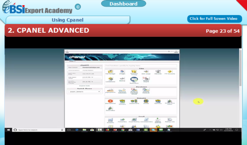 Using Cpanel - eBSI Export Academy