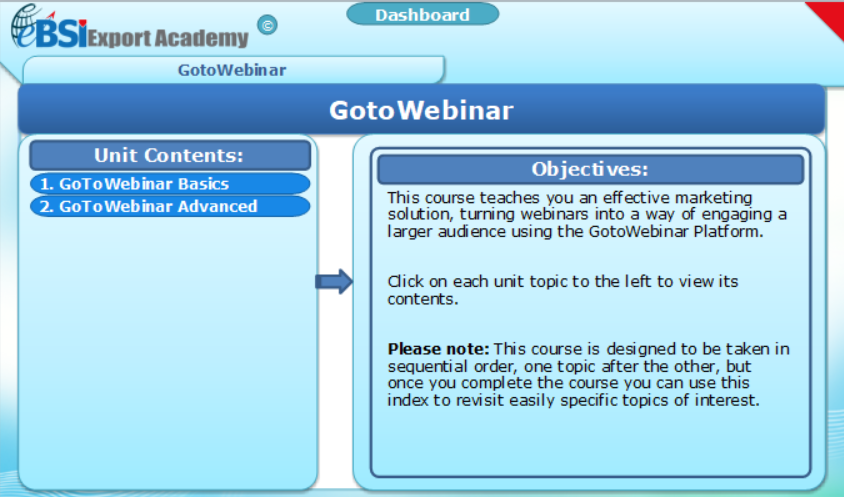 Using GotoWebinar - eBSI Export Academy
