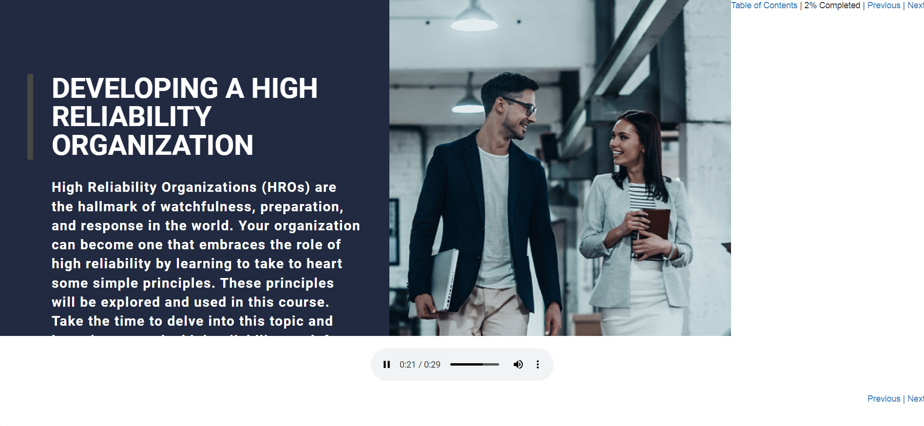 Developing a High Reliability Organization - eBSI Export Academy