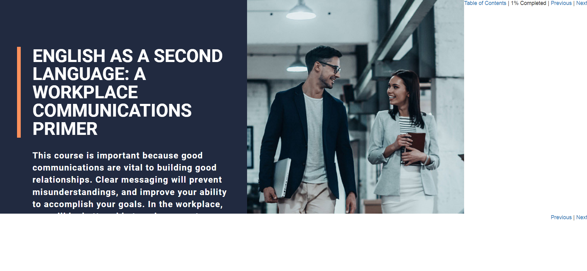 English as a Second Language: A Workplace Communications Primer - eBSI Export Academy