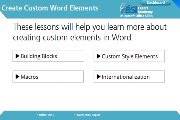 Word 2016 Expert - eBSI Export Academy