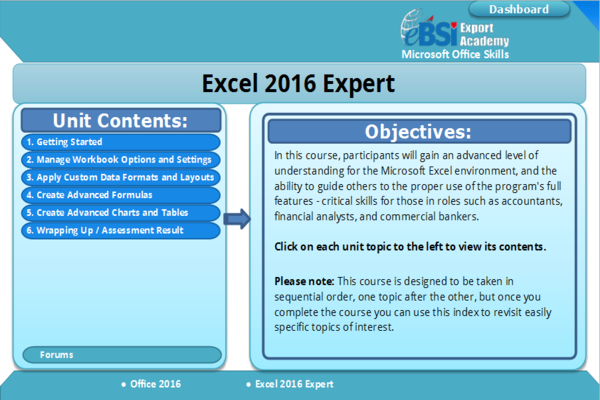 Excel 2016 Expert - eBSI Export Academy