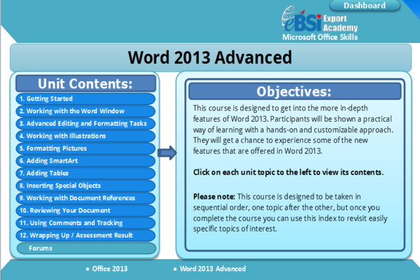 Word 2013 Advanced - eBSI Export Academy