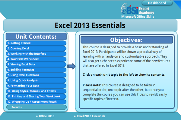 Excel 2013 Essentials - eBSI Export Academy