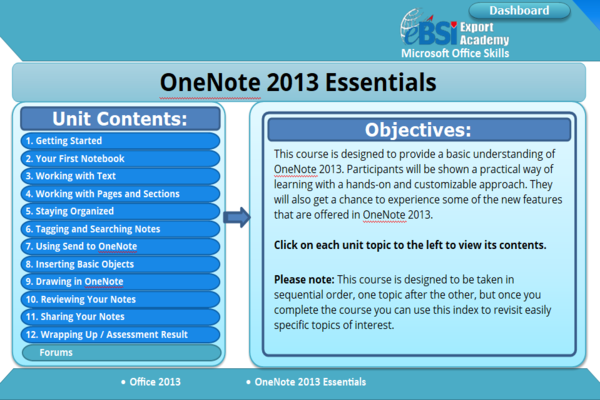 OneNote 2013 Advanced - eBSI Export Academy