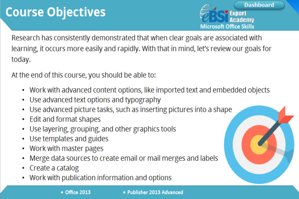 Publisher 2013 Advanced - eBSI Export Academy