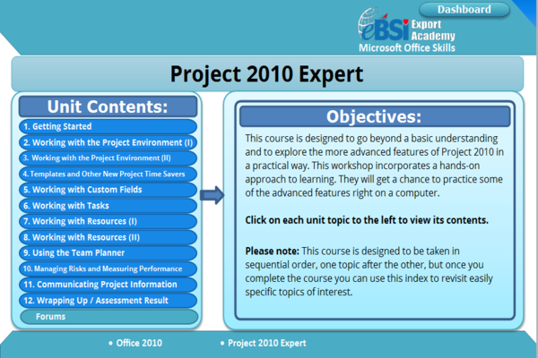 Project 2010 Expert - eBSI Export Academy
