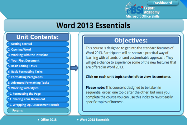 Word 2013 Essentials - eBSI Export Academy
