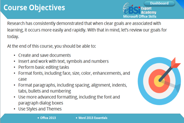 Word 2013 Essentials - eBSI Export Academy