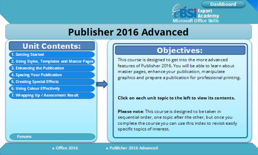 Publisher 2016 Advanced - eBSI Export Academy