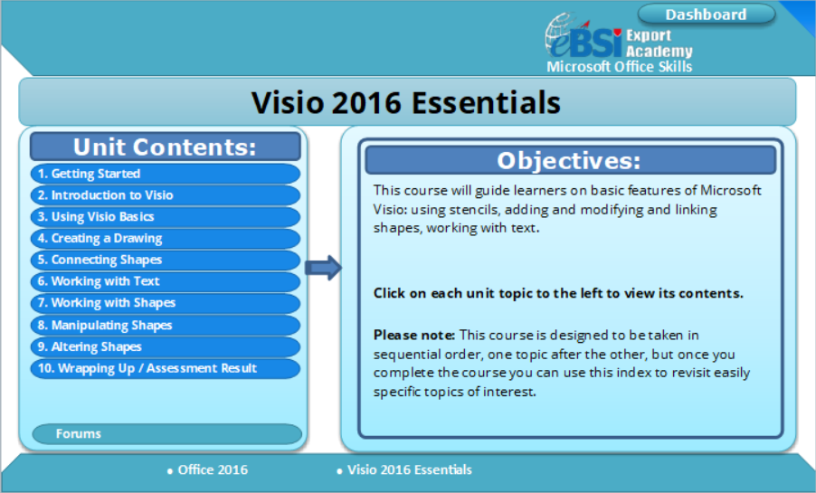 Visio 2016 Essentials - eBSI Export Academy