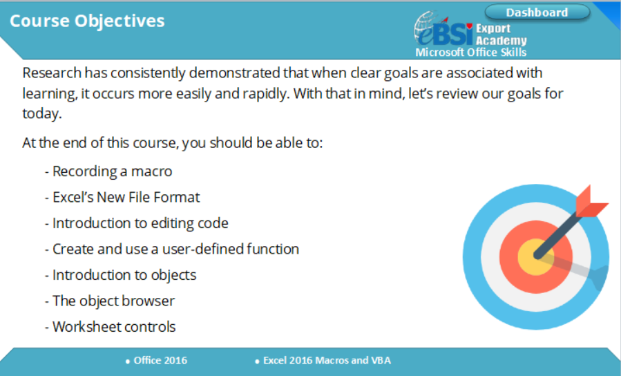 Excel 2016 Macros and VBA - eBSI Export Academy