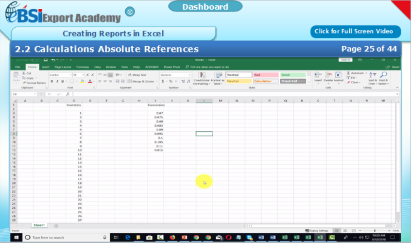 Creating Reports in Excel - eBSI Export Academy
