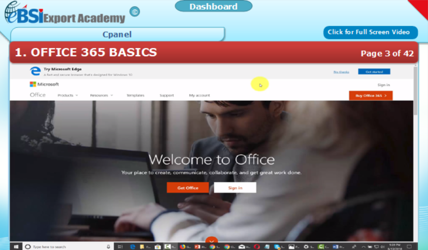 Using Office 365 - eBSI Export Academy