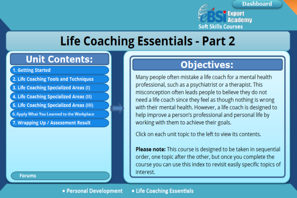 Life Coaching Essentials - eBSI Export Academy