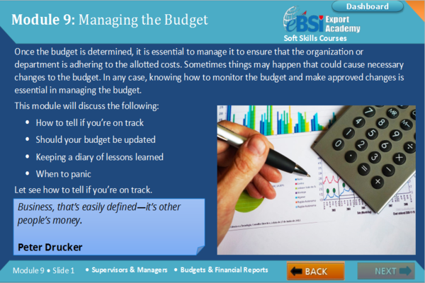 Budgets and Financial Analysis - eBSI Export Academy