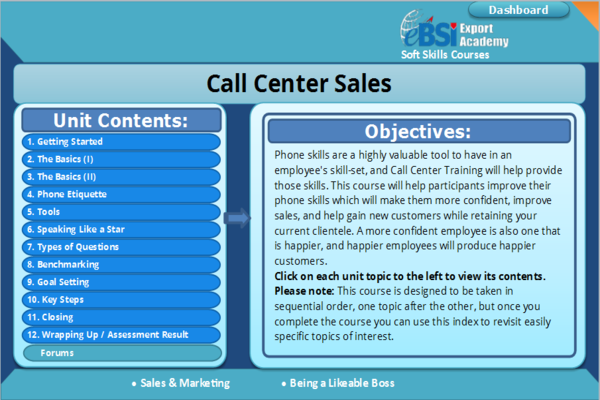 Call Center Sales Training - eBSI Export Academy