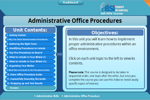 Administrative Office Procedures - eBSI Export Academy